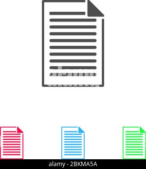 Document icon flat. Color pictogram on white background. Vector illustration symbol and bonus icons Stock Vector