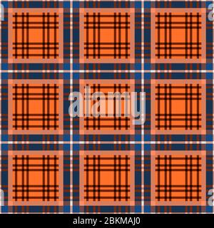 Tartan Scottish seamless pattern in brown, blue, orange and beige hues, texture for flannel shirt, plaid, tablecloths, clothes, blankets and other tex Stock Vector