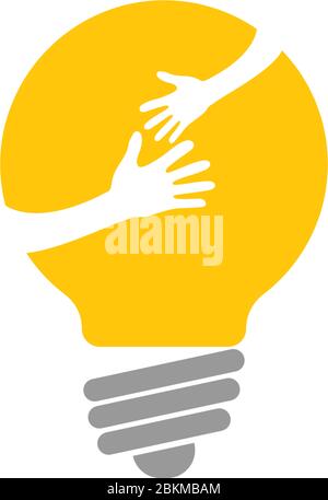 Idea hand bulp lam logo icon illustration Stock Vector