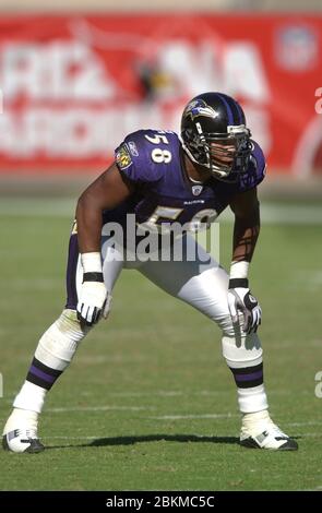 Tempe, United States. 12th Oct, 2003. Baltimore Ravens linebacker Ray Lewis  against the Arizona Cardinals.The Ravens defeated the Cardinals, 26-18, at  Sun Devil Stadium in Tempe, Ariz. on Sunday, Oct. 12, 2003.