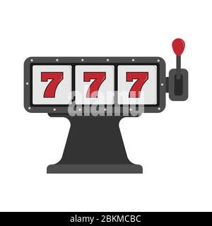 777 slot machine. Simple flat design isolated on white background Stock Vector