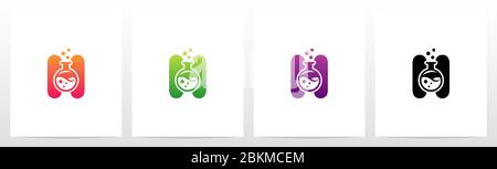 Laboratory Flask On Letter Logo Design H Stock Vector