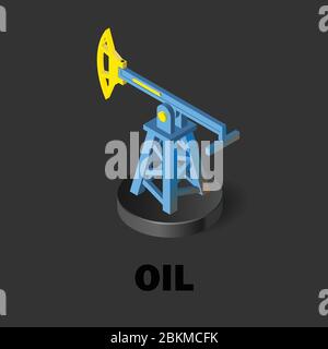 Oil pump. Oil production isometric icon. Stock vector illustration on a dark background Stock Vector