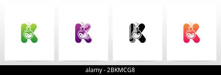 Laboratory Flask On Letter Logo Design K Stock Vector