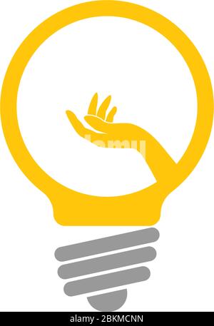 Idea hand bulp lam logo icon illustration Stock Vector