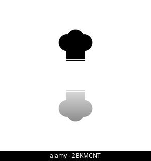 Chef hat. Black symbol on white background. Simple illustration. Flat Vector Icon. Mirror Reflection Shadow. Can be used in logo, web, mobile and UI U Stock Vector