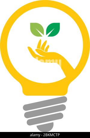 Idea hand bulp lam logo icon illustration Stock Vector