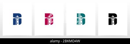 Lighthouse On Letter Logo Design D Stock Vector