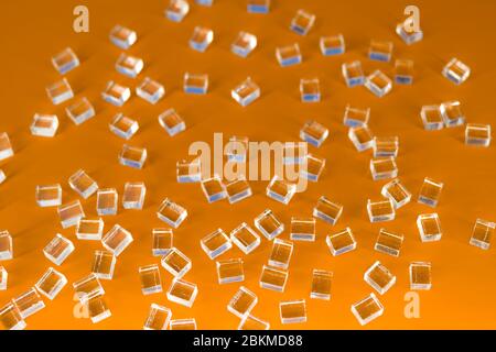 abstract plastic parallelepipedic shapes on a orange background Stock Photo