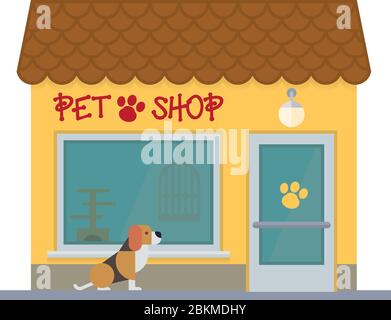 Isolated flat design  pet shop building facade vector illustration Stock Vector