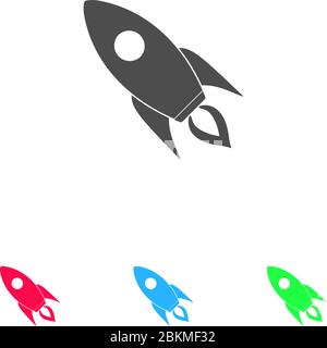 Rocket icon flat. Color pictogram on white background. Vector illustration symbol and bonus icons Stock Vector