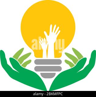 Idea hand bulp lam logo icon illustration Stock Vector