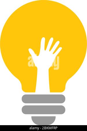 Idea hand bulp lam logo icon illustration Stock Vector