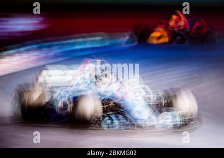 6th March 2018, Circuit de Catalunya, Barcelona, Spain; Blurry artistic image Formula One Grand Prix Testing; Lewis Hamilton of the Mercedes AMG F1 Team followed by Max Verstappen of the Aston Martin Red Bull Racing Team in action during the afternoon test Credit: Pablo Guillen/Alamy Stock Photo