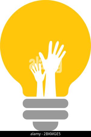 Idea hand bulp lam logo icon illustration Stock Vector