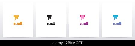 Lightbulb On Letter Logo Design L Stock Vector