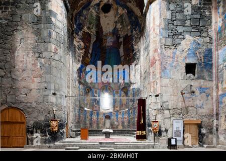 Interior and frescoes of Akhtala Monastery, Armenian church, medieval monastery complex, Akhtala, Lori Province, Armenia, Caucasus, Asia Stock Photo