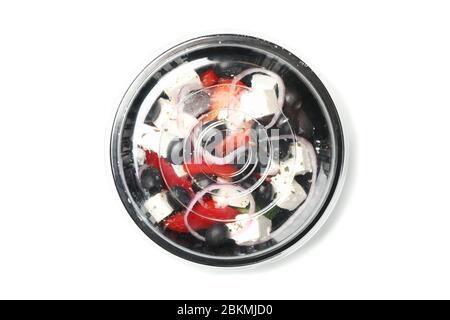 Salad in take away box isolated on white background Stock Photo