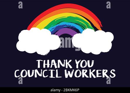 Thank you council workers rainbow vector Stock Vector