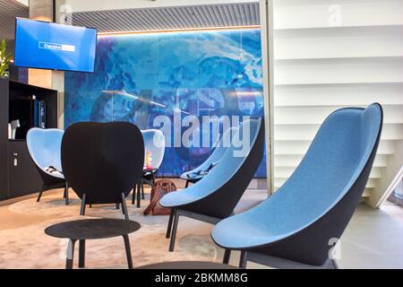 Lobby in the modern office building with chairs for Stock Photo