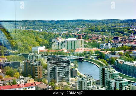 Aerial view of Vilnius through the window Stock Photo