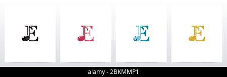 Music Note On Letter Logo Design E Stock Vector