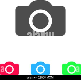 Camera icon flat. Color pictogram on white background. Vector illustration symbol and bonus icons Stock Vector