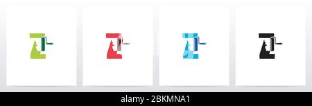 Paint Roller On Letter Logo Design Z Stock Vector