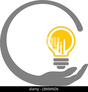 Idea hand bulp lam logo icon illustration Stock Vector
