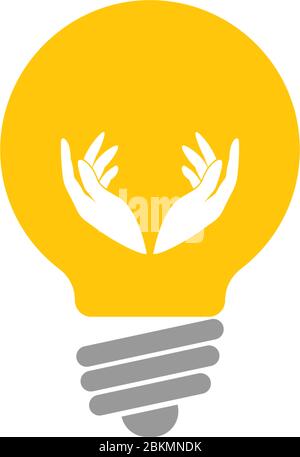 Idea hand bulp lam logo icon illustration Stock Vector