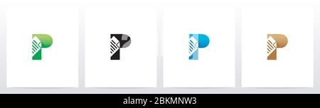 Paper Document On Letter Logo Design P Stock Vector