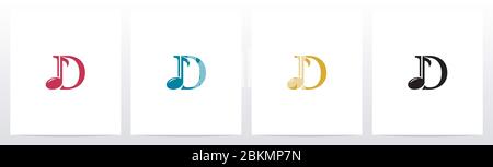 Music Note On Letter Logo Design D Stock Vector