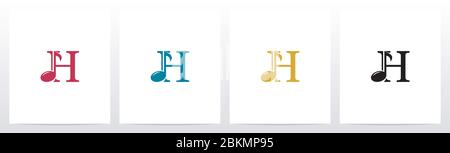 Music Note On Letter Logo Design H Stock Vector