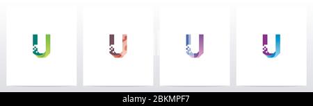 Modern Digital Letter Logo Design V Stock Vector