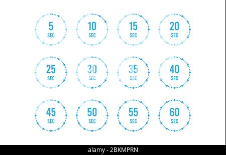 Set of timers. Sign icon. Full rotation arrow timer. Colored flat icons. Flat Design Vector Illustration. Stock Vector