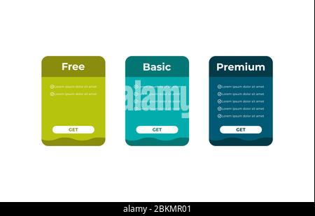 Vector pricing table for websites and applications. Stock Vector