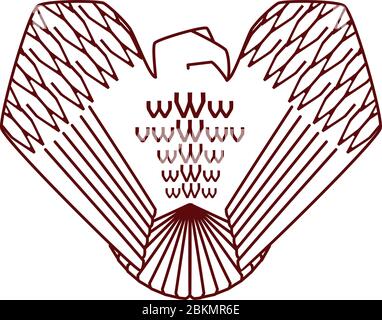 bird of prey line art crest with wings beak tail Stock Vector