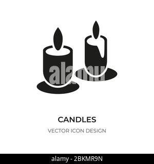 Candle glyph icon. Logo modern style. Simple silhouette closeup two candles, wax fire, sign. Symbol christmas holiday, birthday, memorial. Trendy relax, study, candlelight Isolated vector illustration Stock Vector