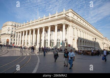 Bordeaux , Aquitaine / France - 10 30 2019 : Facade of the opera grand theatre of Bordeaux France Stock Photo