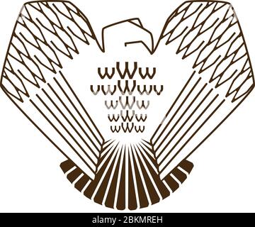 bird of prey line art crest with wings beak tail Stock Vector