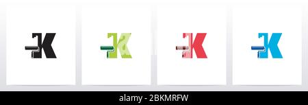Paint Roller On Letter Logo Design K Stock Vector