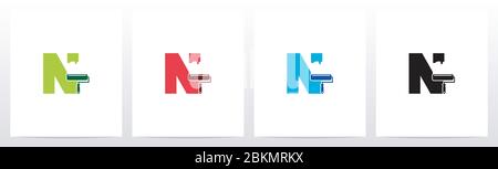 Paint Roller On Letter Logo Design N Stock Vector