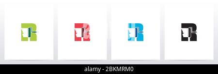 Paint Roller On Letter Logo Design R Stock Vector