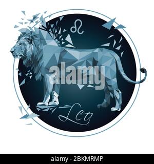 Zodiac sign Leo blue stock vector illustration Stock Vector