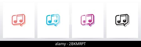 Music Note And Word Balloon Logo Design Stock Vector