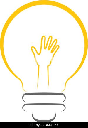 Idea hand bulp lam logo icon illustration Stock Vector