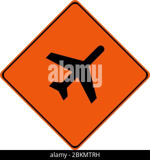 Warning sign with airplane symbol Stock Photo