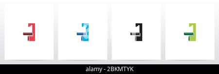 Paint Roller On Letter Logo Design I Stock Vector
