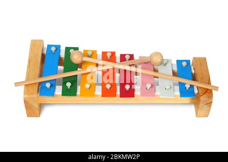 Rainbow xylophone on white background Stock Photo