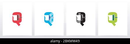Paint Roller On Letter Logo Design Q Stock Vector